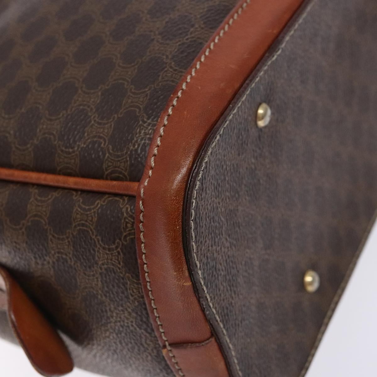 Celine Macadam Handbag Macadam with leather, BROWN, CANVAS, Handbag