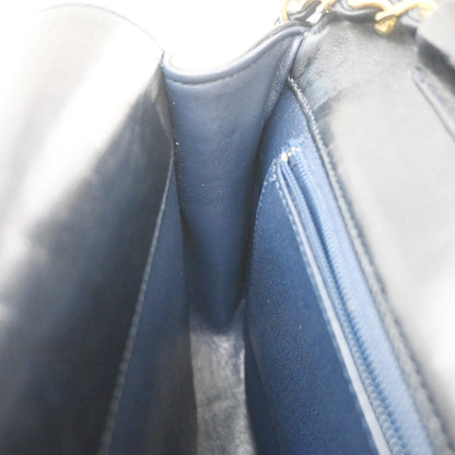 Chanel Vintage Flap Bag Leather, BLACK, LEATHER, Shoulder bag