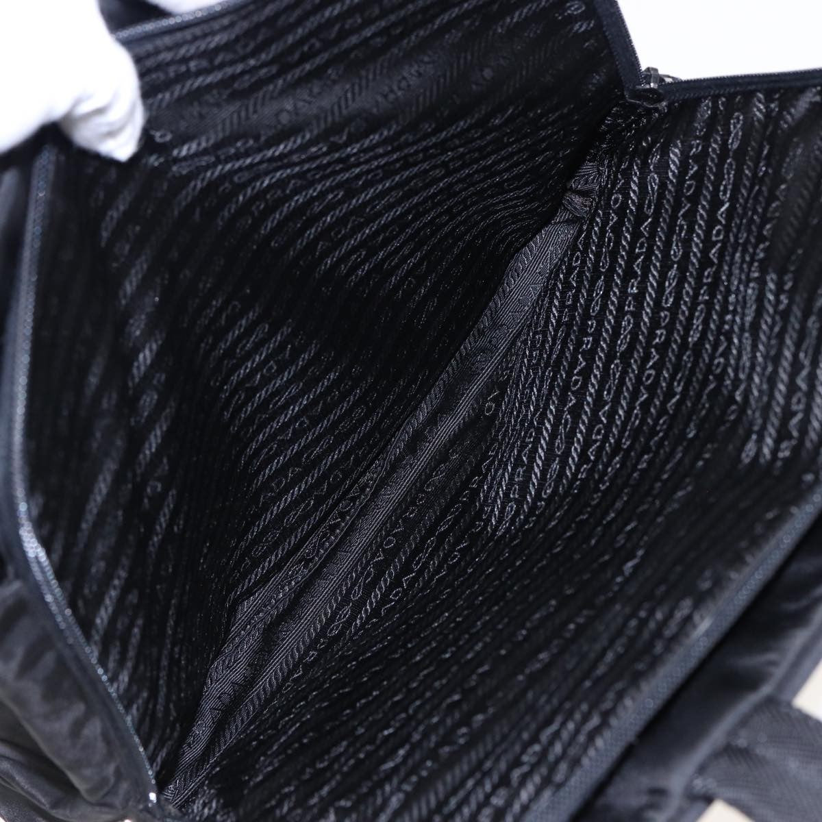 Prada Bowling Shoulder Bag Tessuto, BLACK, NYLON, Shoulder bag