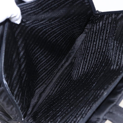 Prada Bowling Shoulder Bag Tessuto, BLACK, NYLON, Shoulder bag