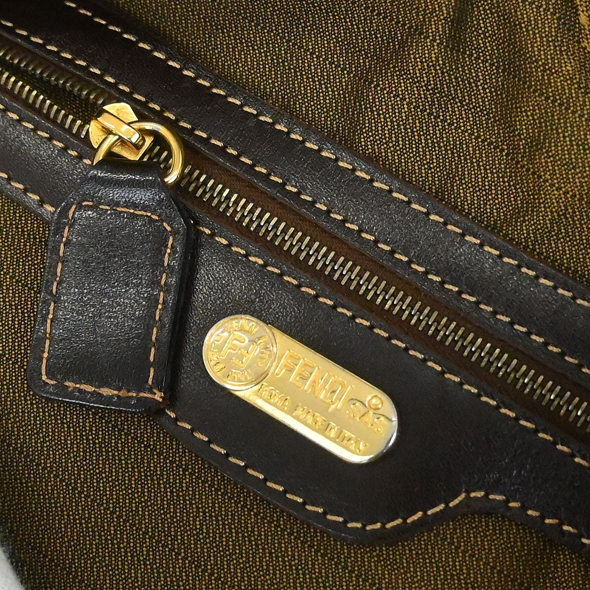 Fendi Vintage Zip Hobo Zucca Canvas, BROWN, CANVAS, Shoulder bag