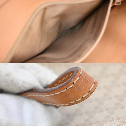 Celine Macadam Shoulder Bag Leather, BROWN, LEATHER, Shoulder bag