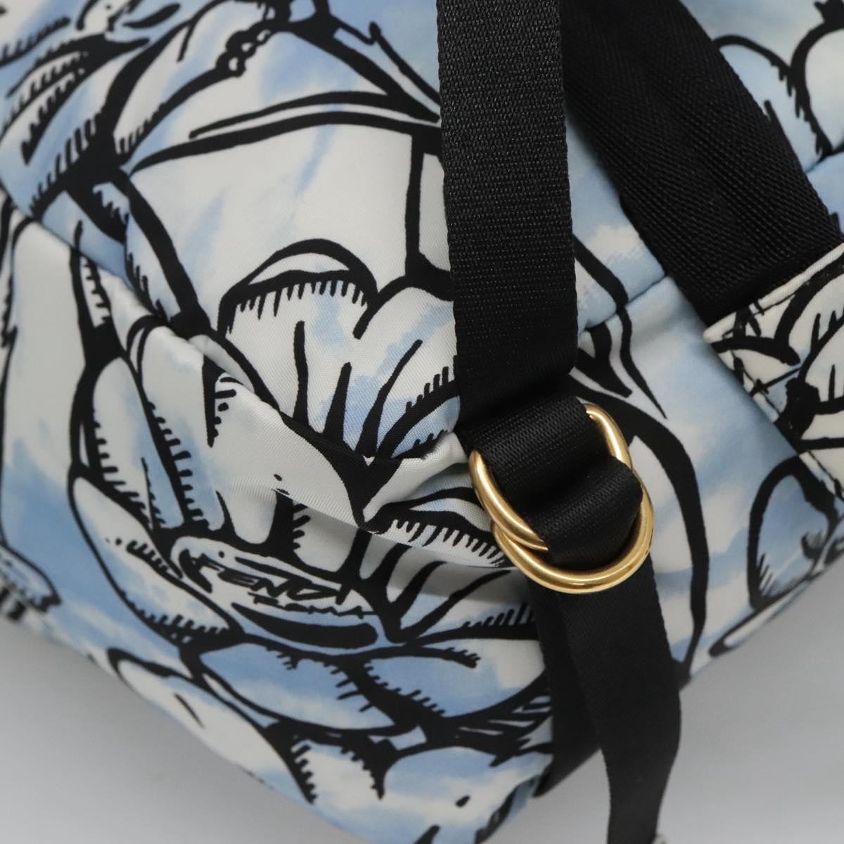 Fendi Baguette Backpack Printed Nylon, BLUE, NYLON, Backpack