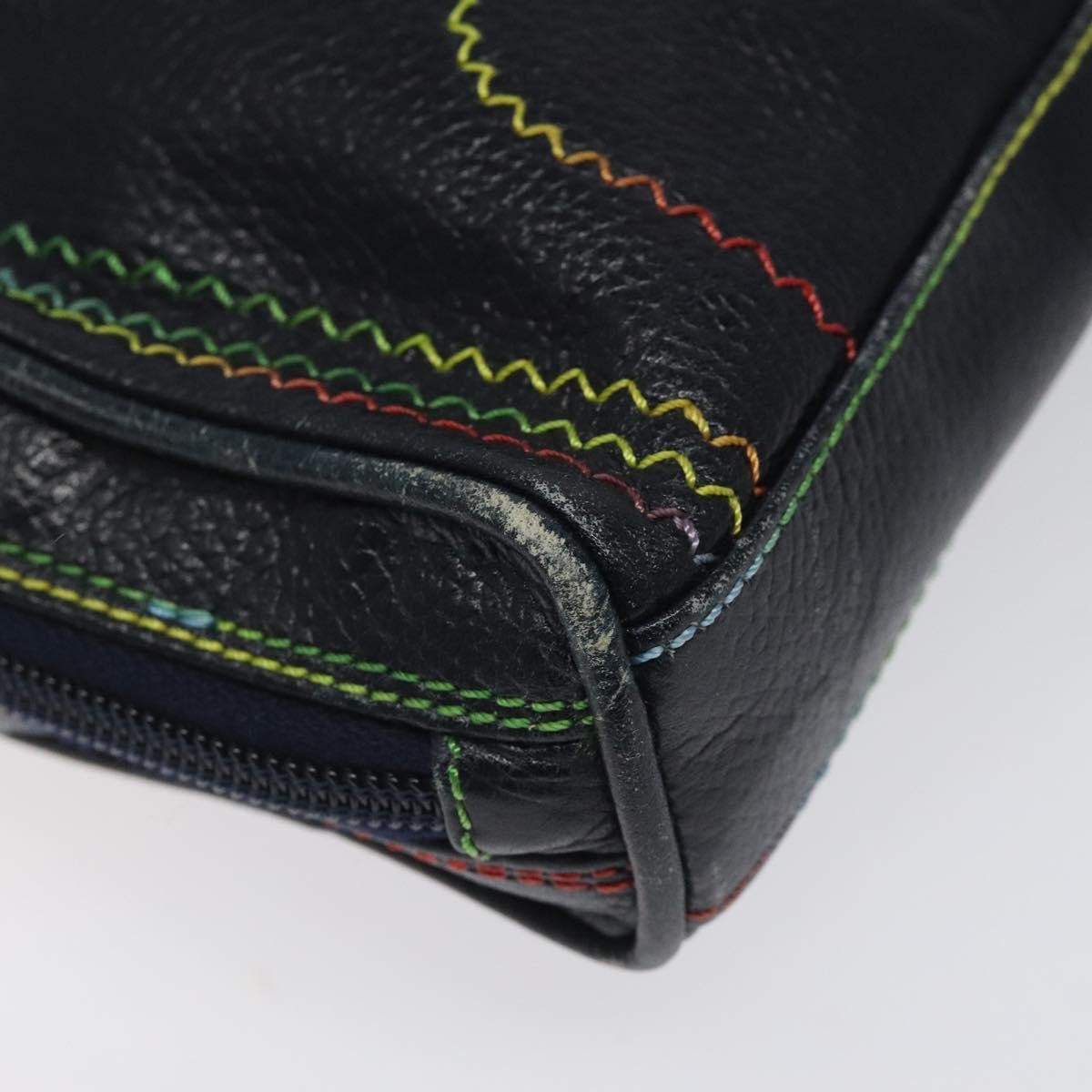 Fendi Vintage Zip Crossbody Bag Leather, NAVY, LEATHER, Shoulder bag