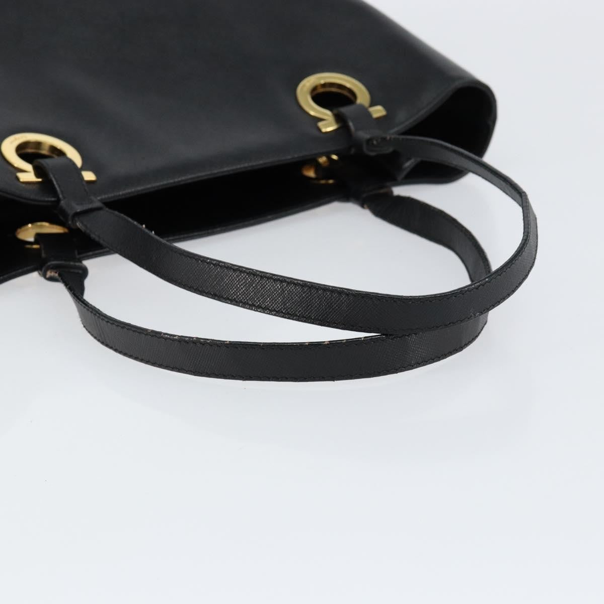 Salvatore Ferragamo Gancini handbag Leather, BLACK, LEATHER, Handbag