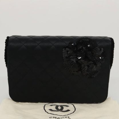 Chanel Camellia Charms Wallet on Chain Silk, BLACK, SATIN, Wallets