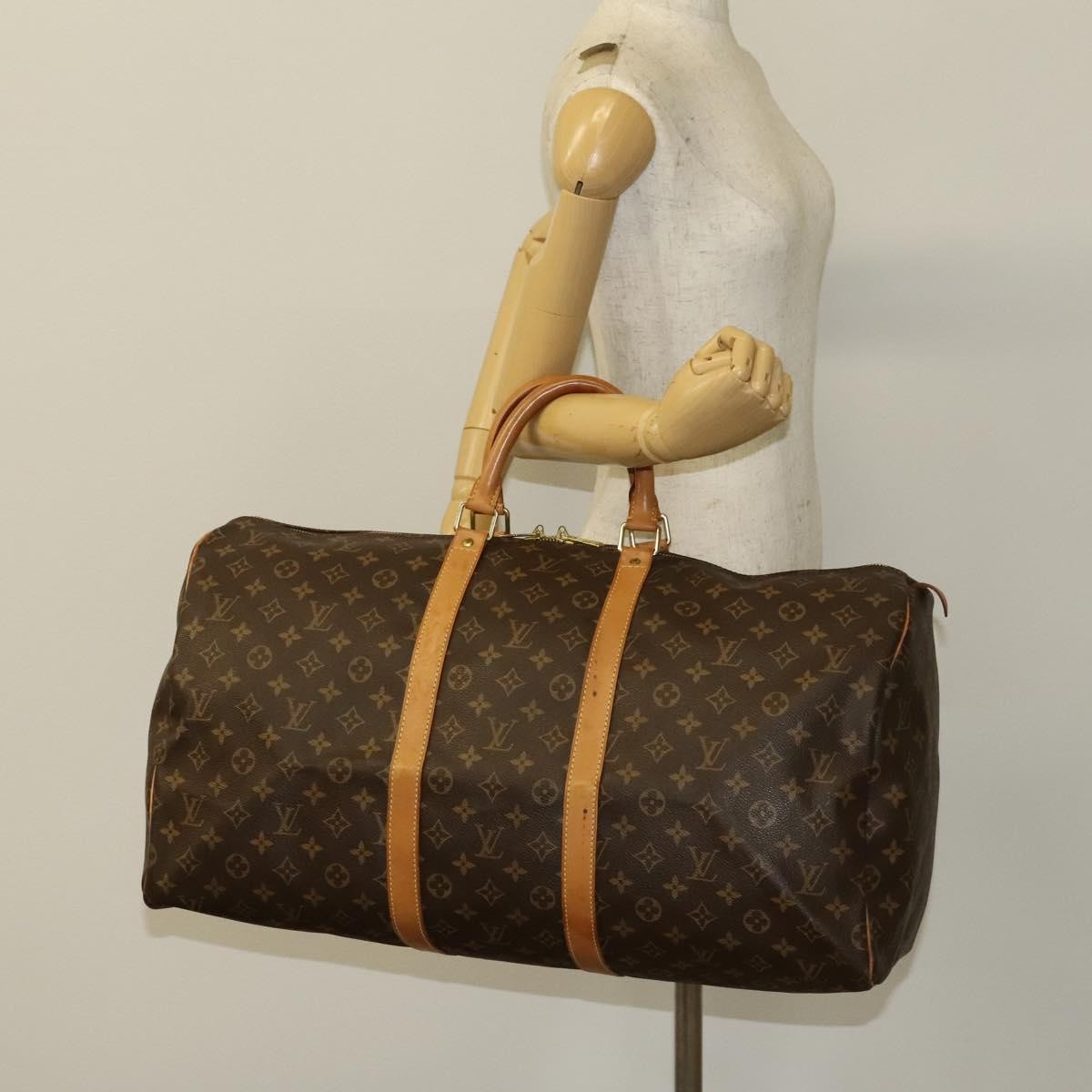Louis Vuitton Keepall Bag Monogram Canvas, BROWN, CANVAS, Travel bag