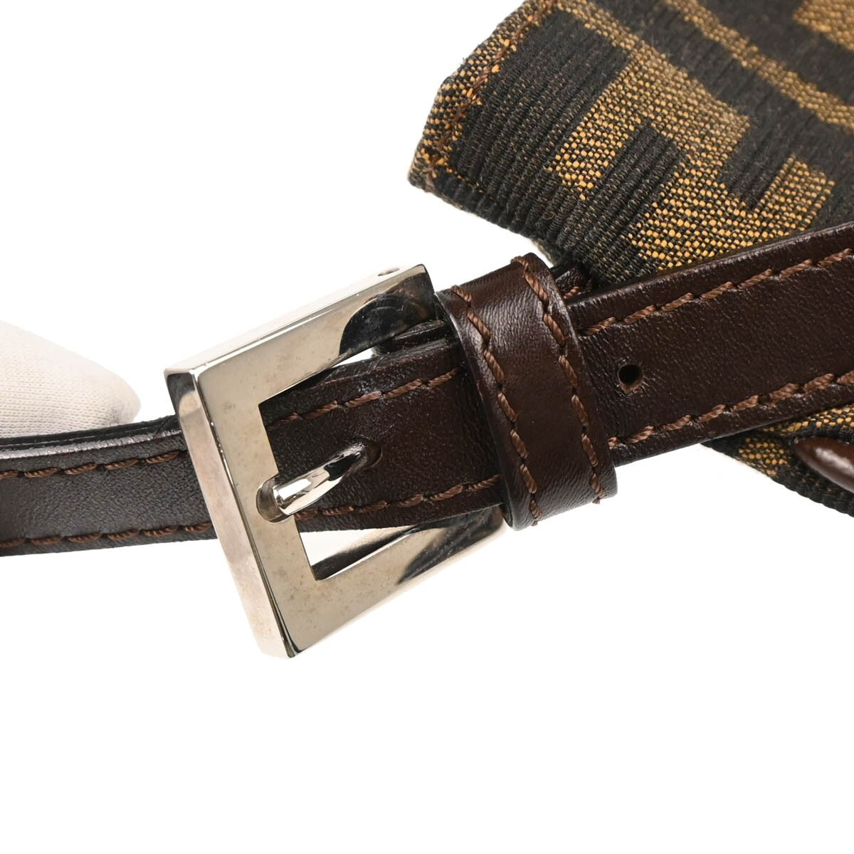 Fendi Baguette Pochette Zucca Canvas, BROWN, CANVAS, Shoulder bag