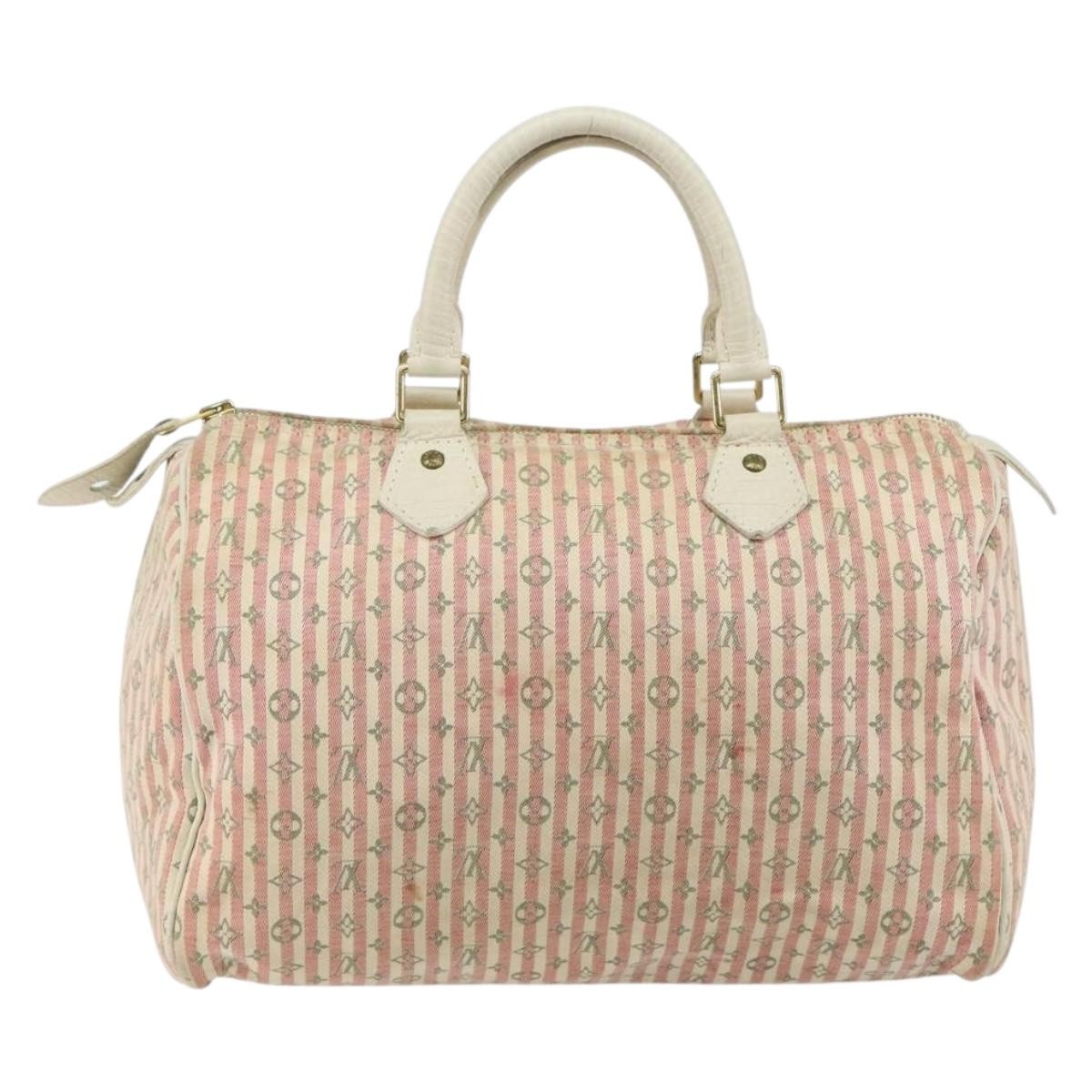 Louis Vuitton Speedy Handbag Mini Lin, PINK, CANVAS, Handbag