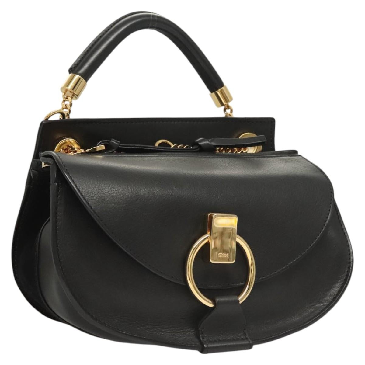 Chloe Goldie Shoulder Bag Leather, BLACK, LEATHER, Shoulder bag