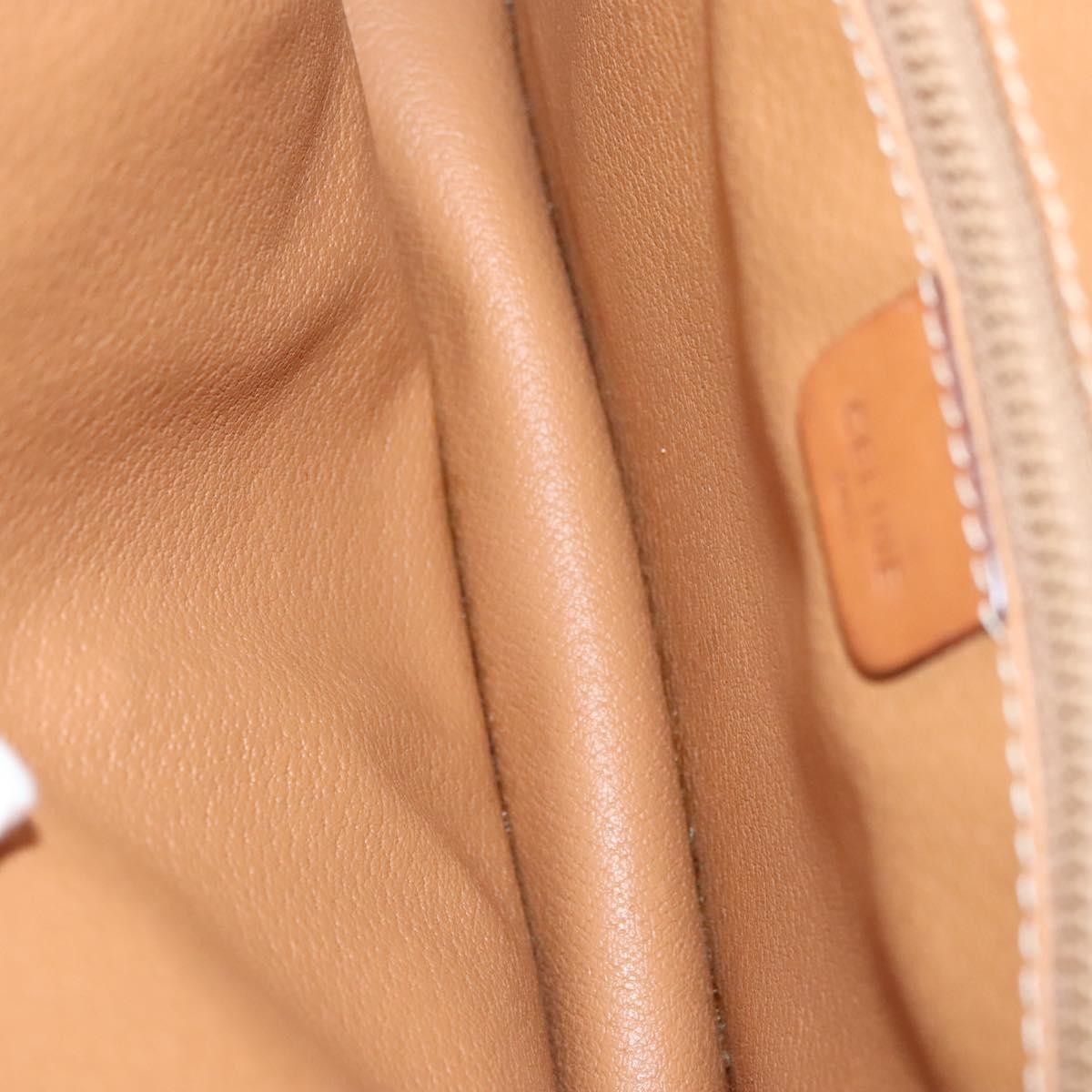 Celine Vintage Macadam Shoulder Bag Canvas and Leather, BEIGE, CANVAS, Shoulder bag