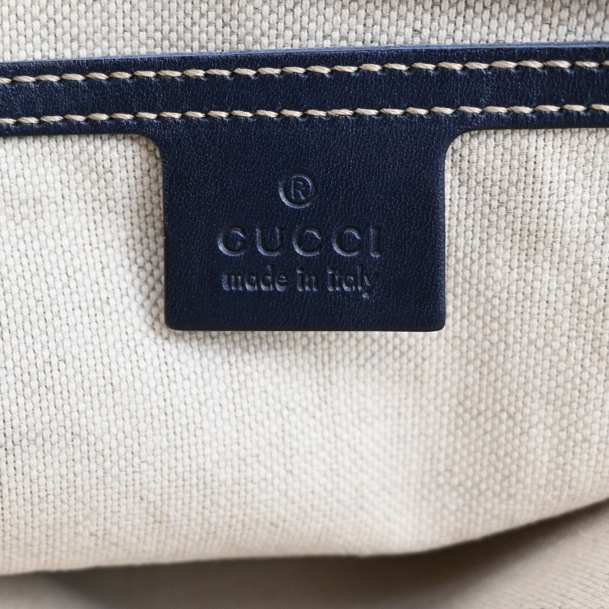 Gucci Plus Tote GG Coated Canvas with Leather, NAVY, CANVAS, Tote bag