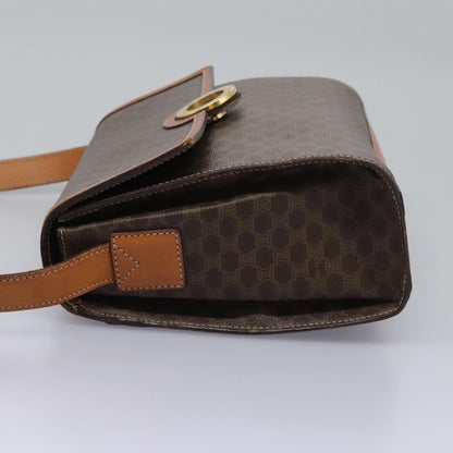 Celine Vintage Macadam Circle Logo Shoulder Bag Canvas and Leather, BROWN, CANVAS, Shoulder bag