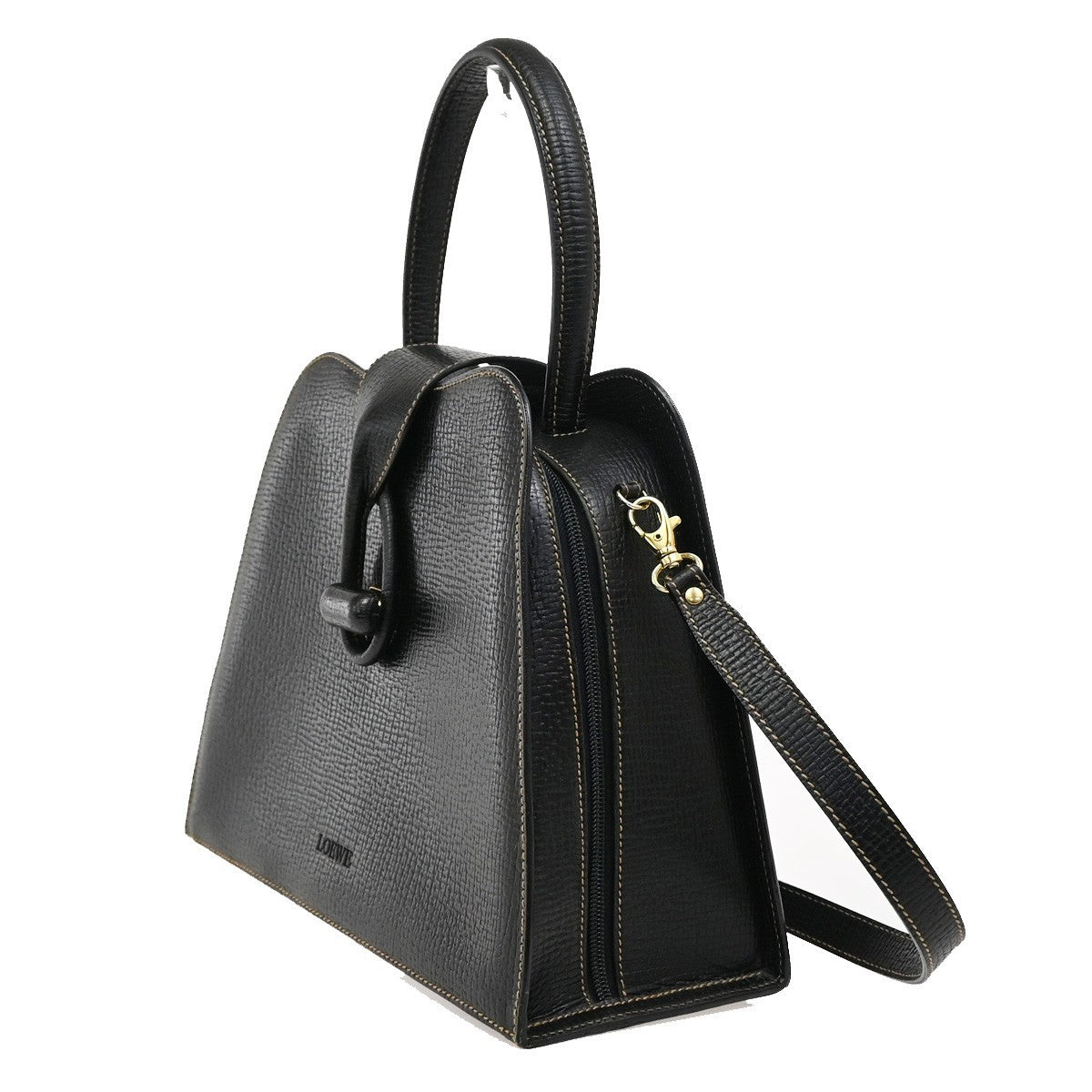Loewe Turn Lock Leather, BLACK, LEATHER, Handbag