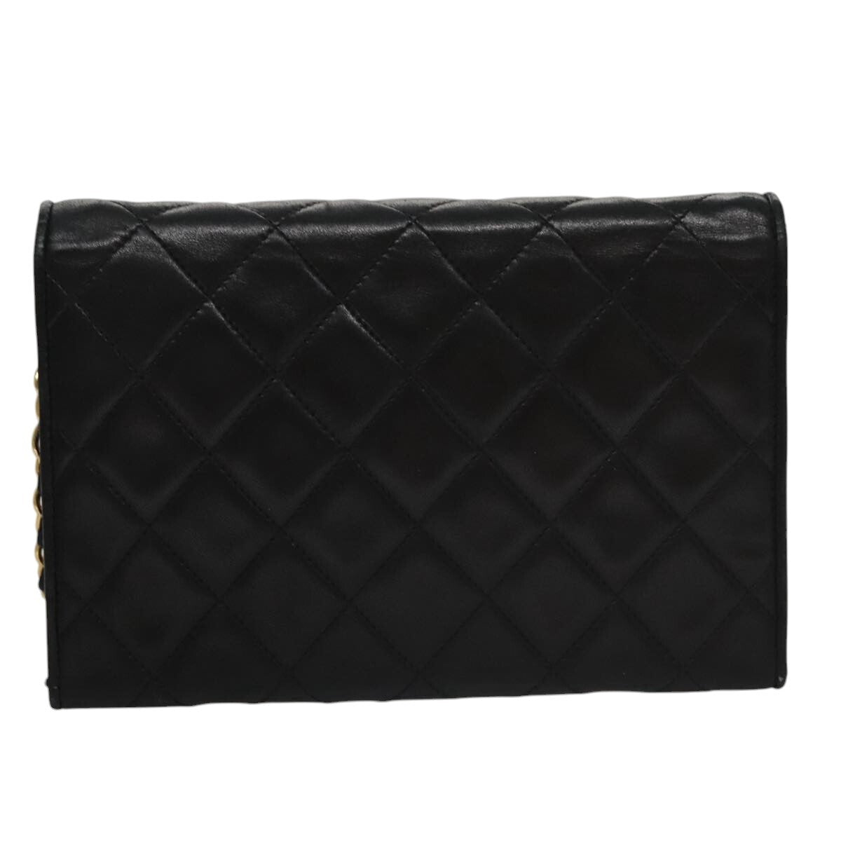 Chanel Vintage Full Flap Shoulder Bag Leather, BLACK, LEATHER, Shoulder bag