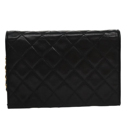 Chanel Vintage Full Flap Shoulder Bag Leather, BLACK, LEATHER, Shoulder bag