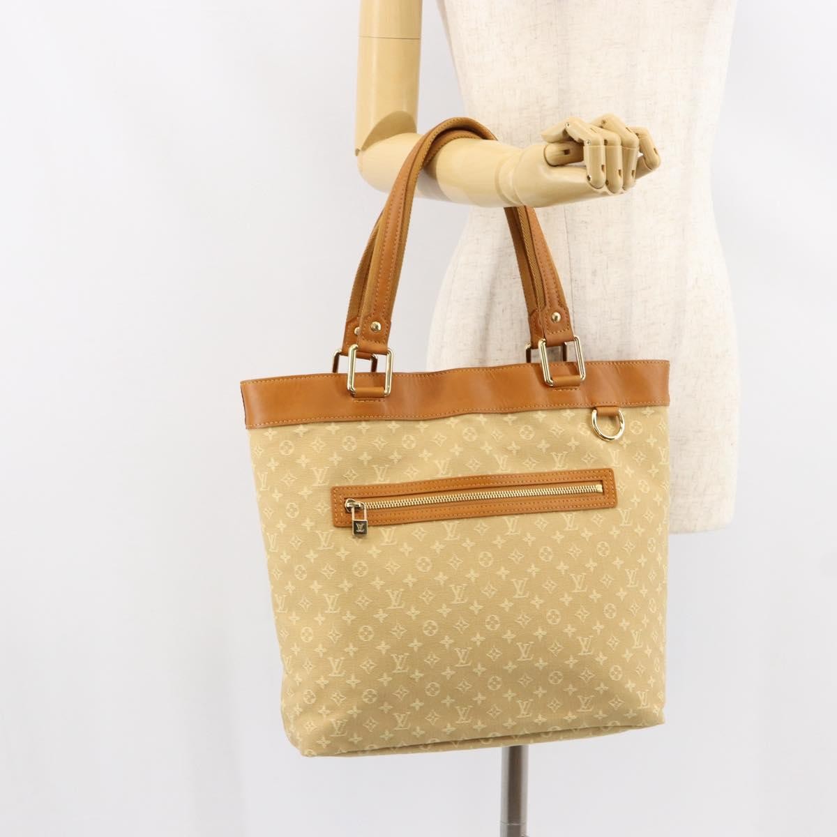 Louis Vuitton Lucille Handbag Mini Lin, BEIGE, CANVAS, Tote bag