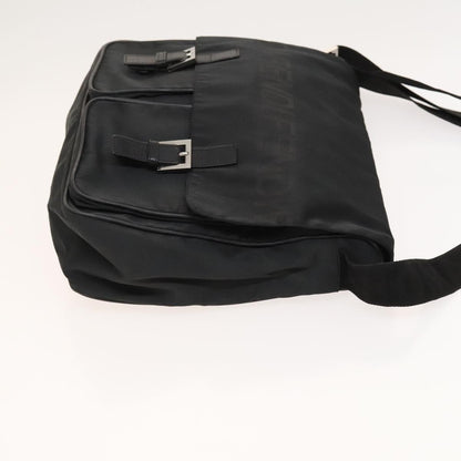 Fendi Vintage Double Buckle Flap Shoulder Bag Nylon, BLACK, NYLON, Shoulder bag