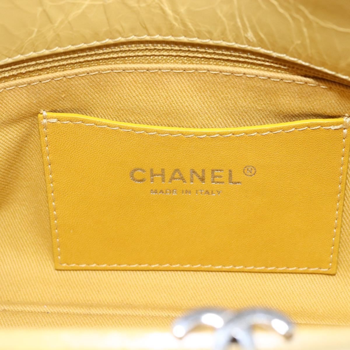 Chanel Just Mademoiselle Bag Quilted Aged Calfskin, YELLOW, LEATHER, Shoulder bag