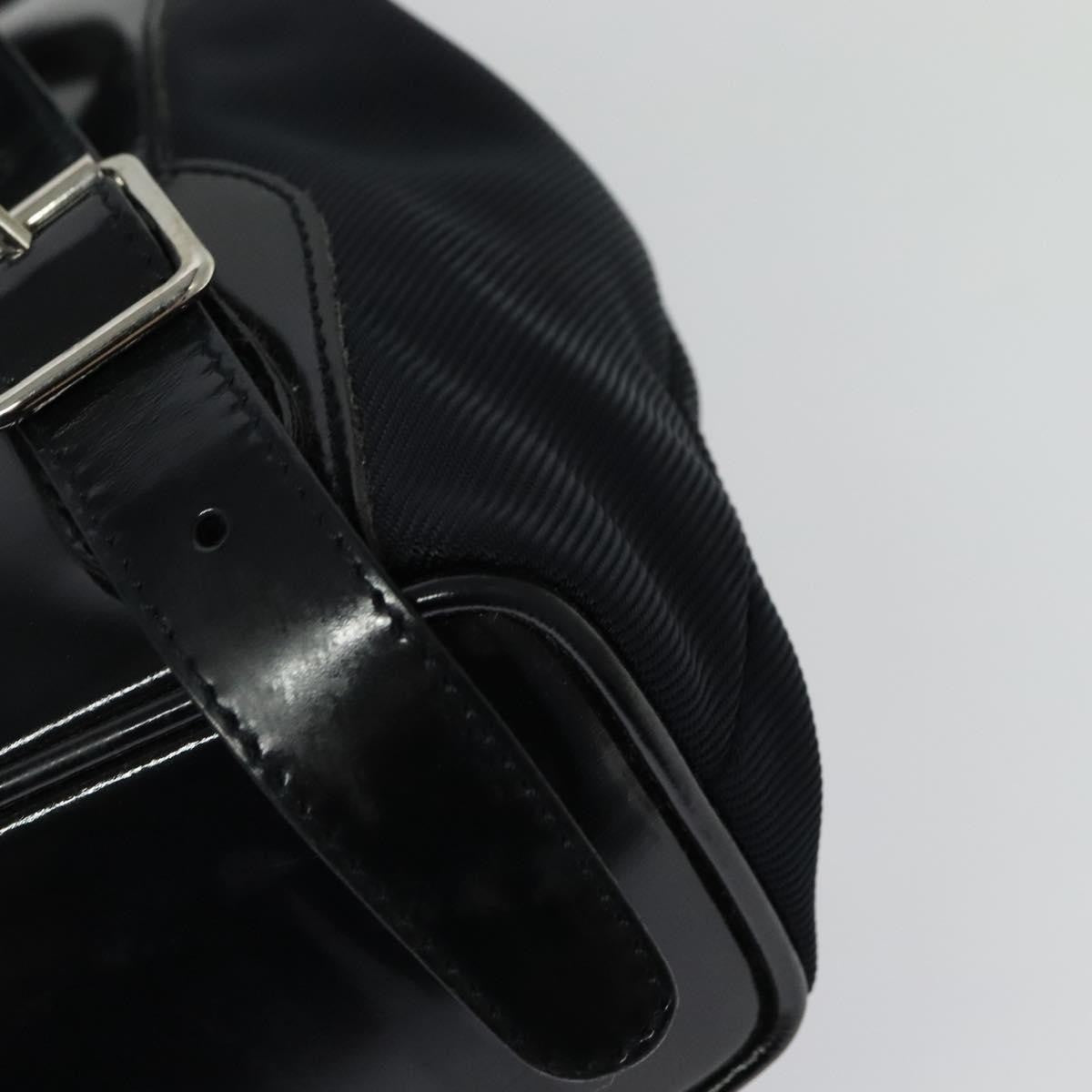 Gucci Vintage Bamboo Backpack Nylon and Patent Leather, BLACK, NYLON, Backpack