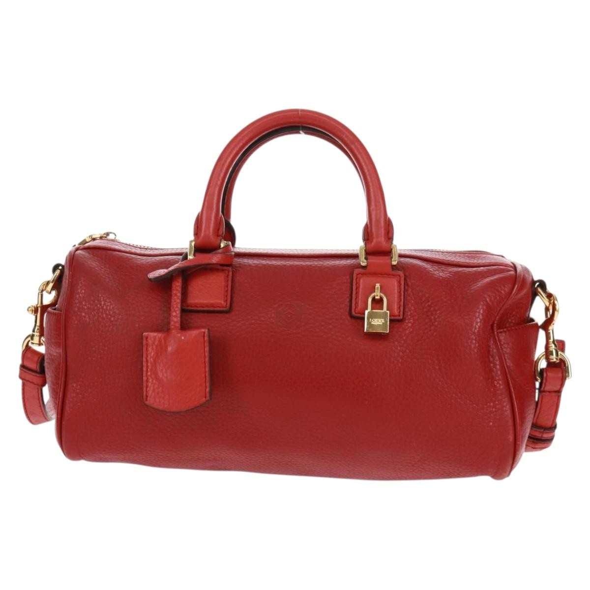 Loewe Anagram handbag Leather, RED, LEATHER, Handbag