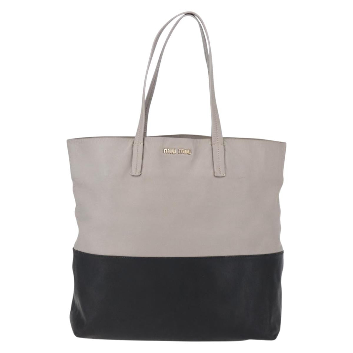 Miu Miu Vintage Tote bag Leather, BLACK, LEATHER, Tote bag
