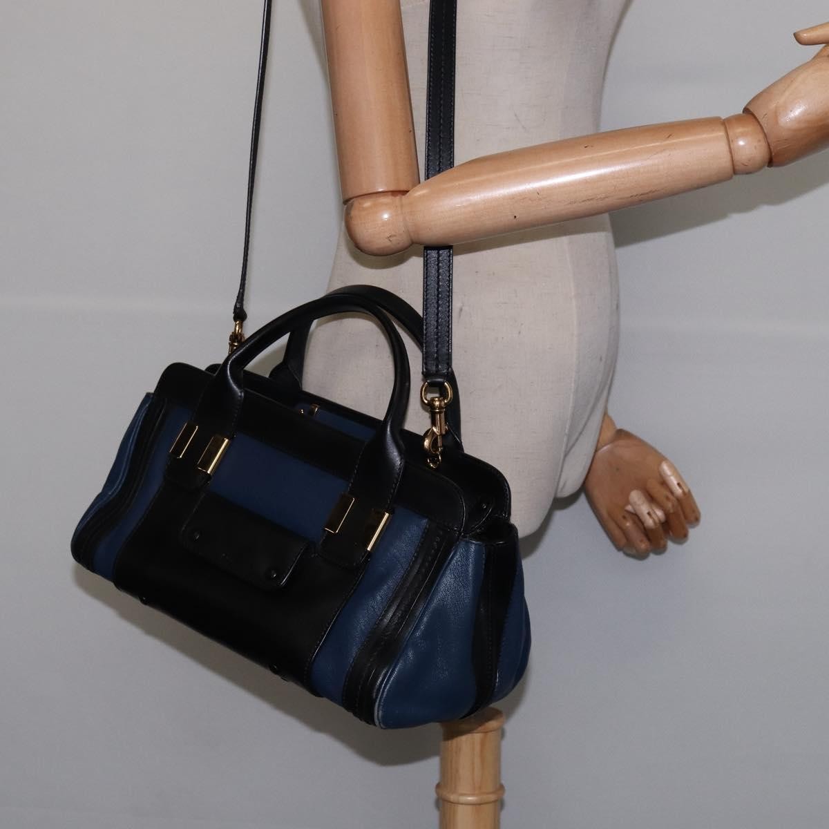 Chloe Alice Satchel Leather, NAVY, LEATHER, Handbag