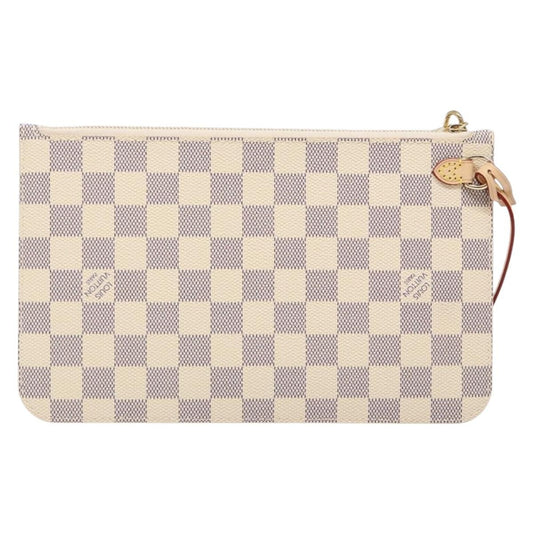 Louis Vuitton Neverfull Pochette Damier, WHITE, CANVAS, Tote bag