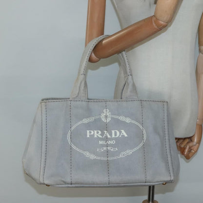 Prada Canapa Convertible Tote Canvas, GRAY, CANVAS, Tote bag