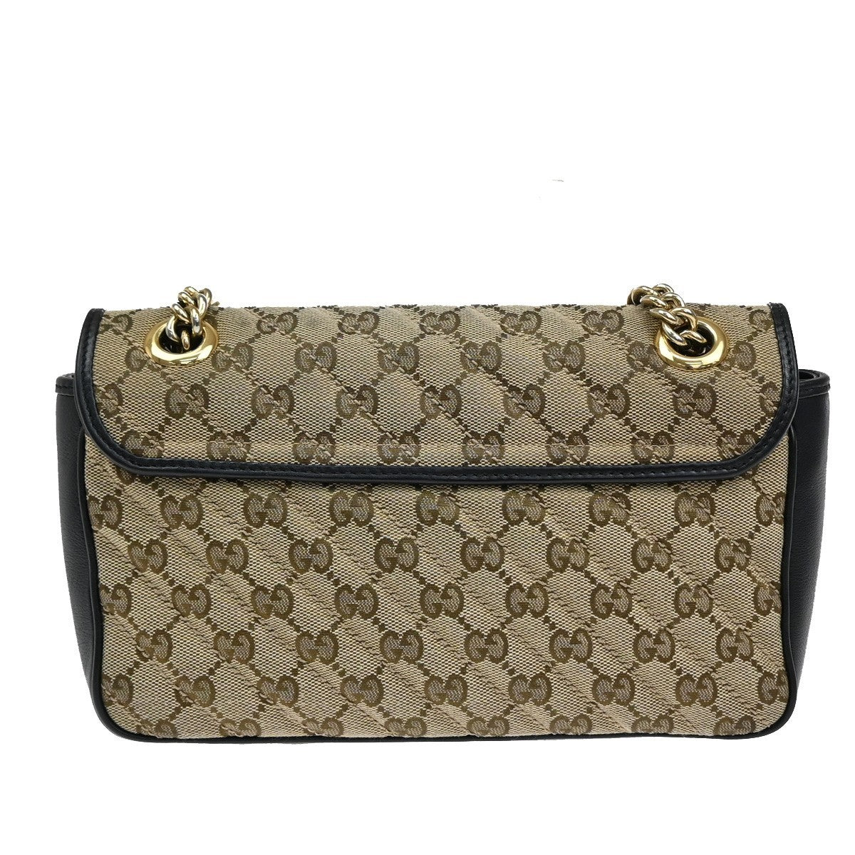 Gucci GG Marmont Flap Bag Diagonal Quilted GG Canvas with Leather, BROWN, CANVAS, Handbag