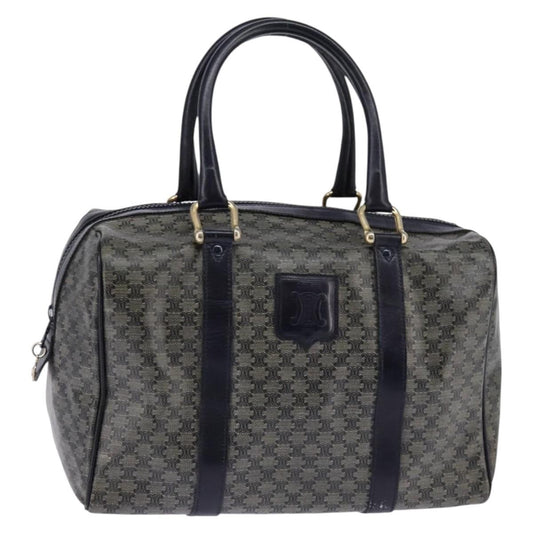 Celine Vintage Boston Bag Macadam Coated Canvas, NAVY, CANVAS, Handbag