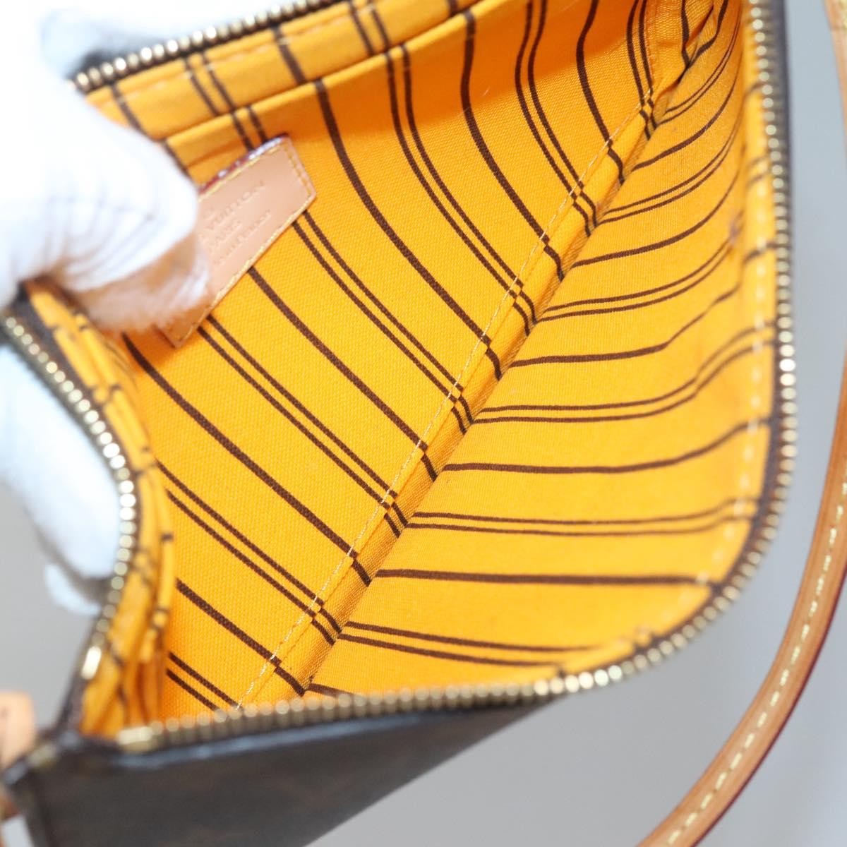 Louis Vuitton Neverfull Pochette Monogram Canvas, BROWN, CANVAS, Tote bag