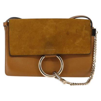 Chloe Faye Shoulder Bag Leather and Suede, BEIGE, SUEDE, Shoulder bag