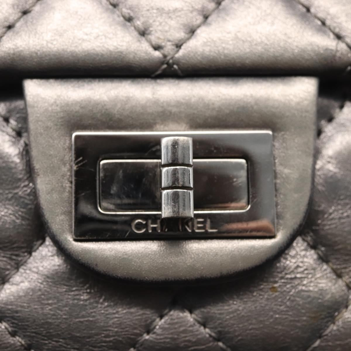 Chanel Reissue 2.55 Double Compartment Flap Bag Quilted Aged Calfskin, SILVER, LEATHER, Handbag