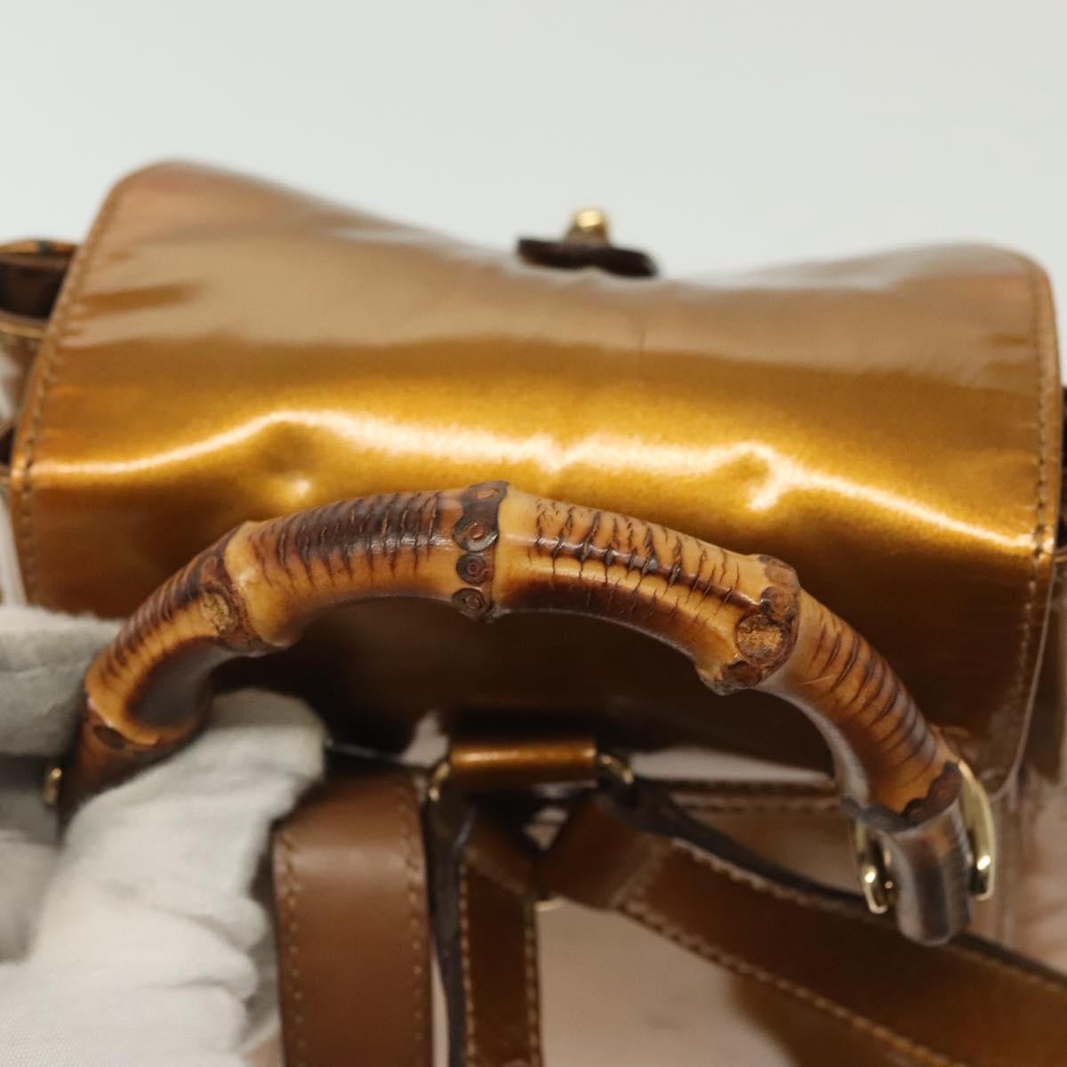 Gucci Vintage Bamboo Backpack Patent, GOLD, PATENT_LEATHER, Backpack