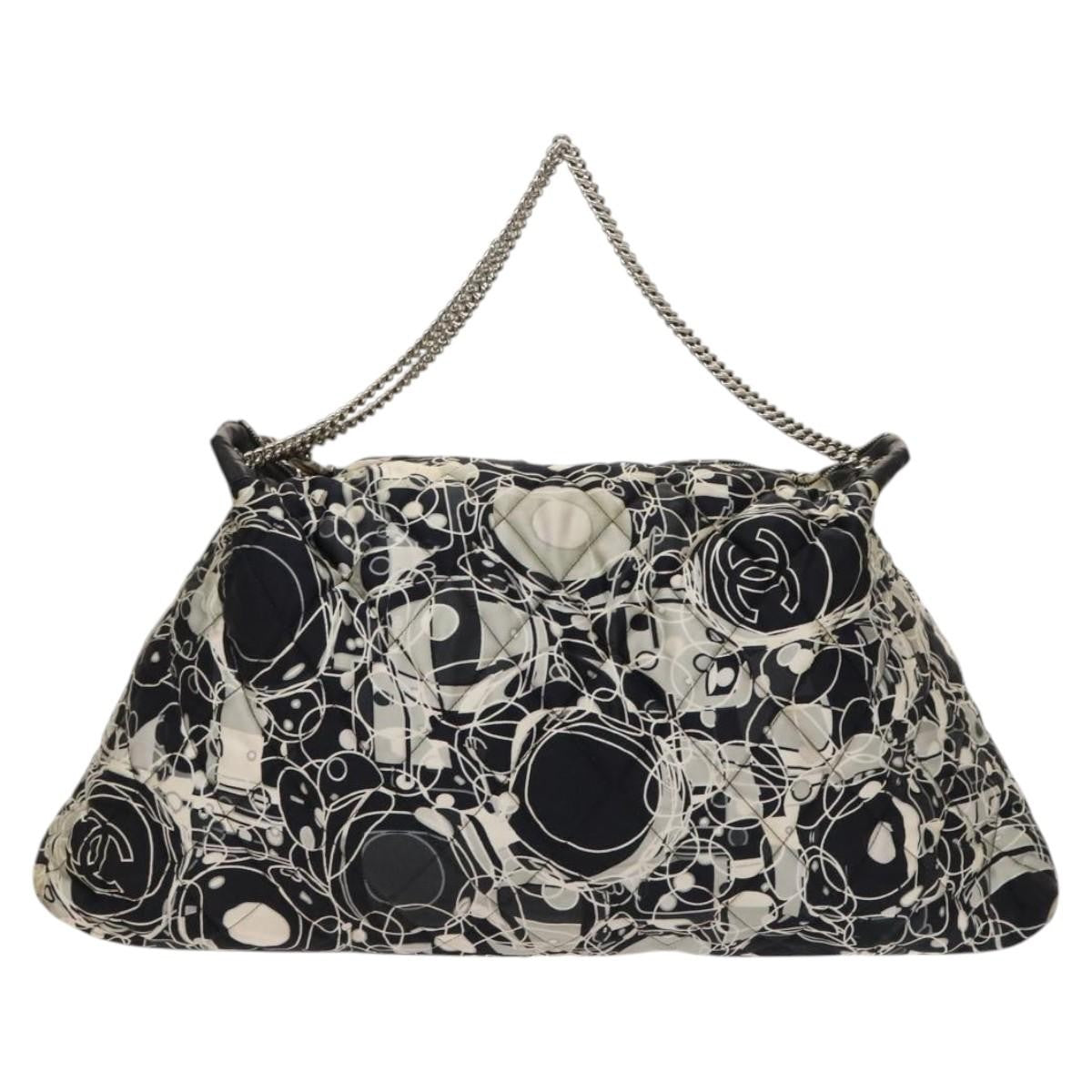 Chanel Kaleidoscope Chain Tote Quilted Printed Satin, BLACK, SILK, Tote bag
