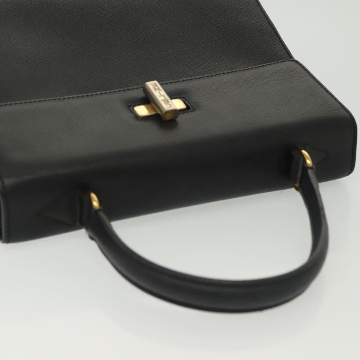 Celine Vintage Convertible Turnlock Top Handle Bag Leather, BLACK, LEATHER, Handbag