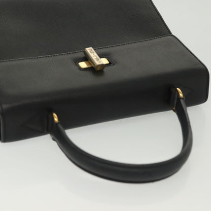 Celine Vintage Convertible Turnlock Top Handle Bag Leather, BLACK, LEATHER, Handbag