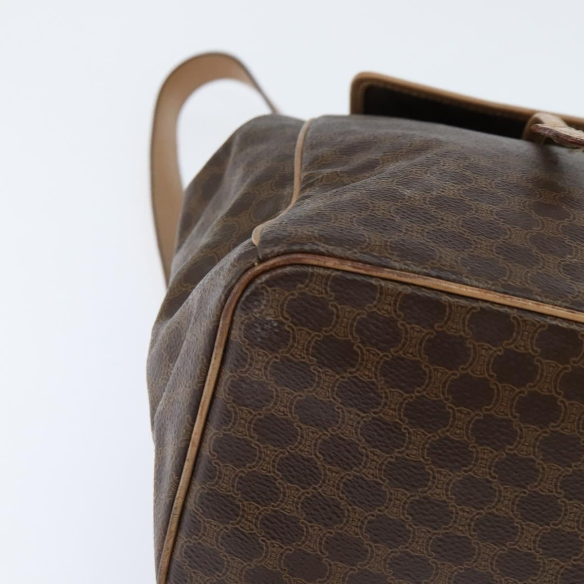 Celine Vintage Macadam Backpack Canvas and Leather, BROWN, CANVAS, Backpack