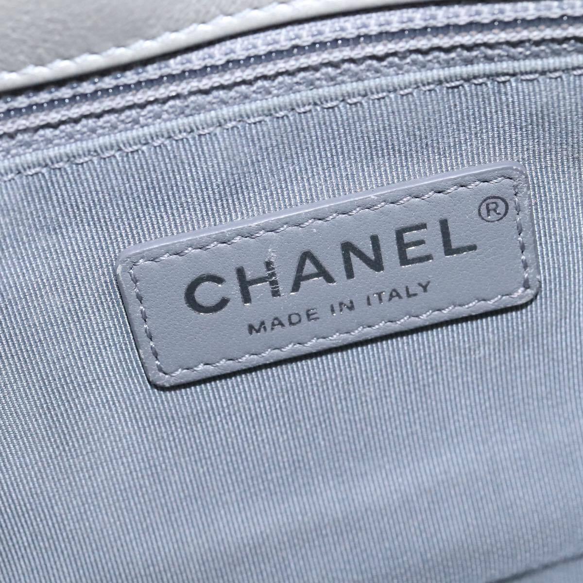Chanel Vintage Classic Single Flap Bag Stitched Calfskin, GRAY, LEATHER, Shoulder bag