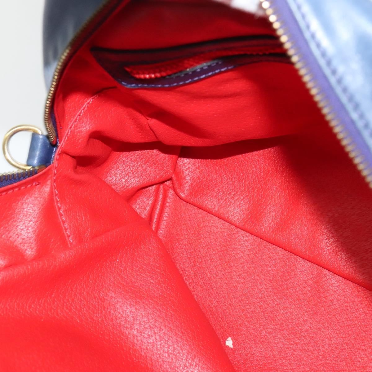 Celine Circle Logo Handbag Leather, BLUE, LEATHER, Handbag