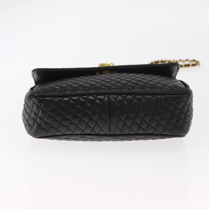 Bally Vintage Chain Shoulder Bag Quilted Leather, BLACK, LEATHER, Shoulder bag