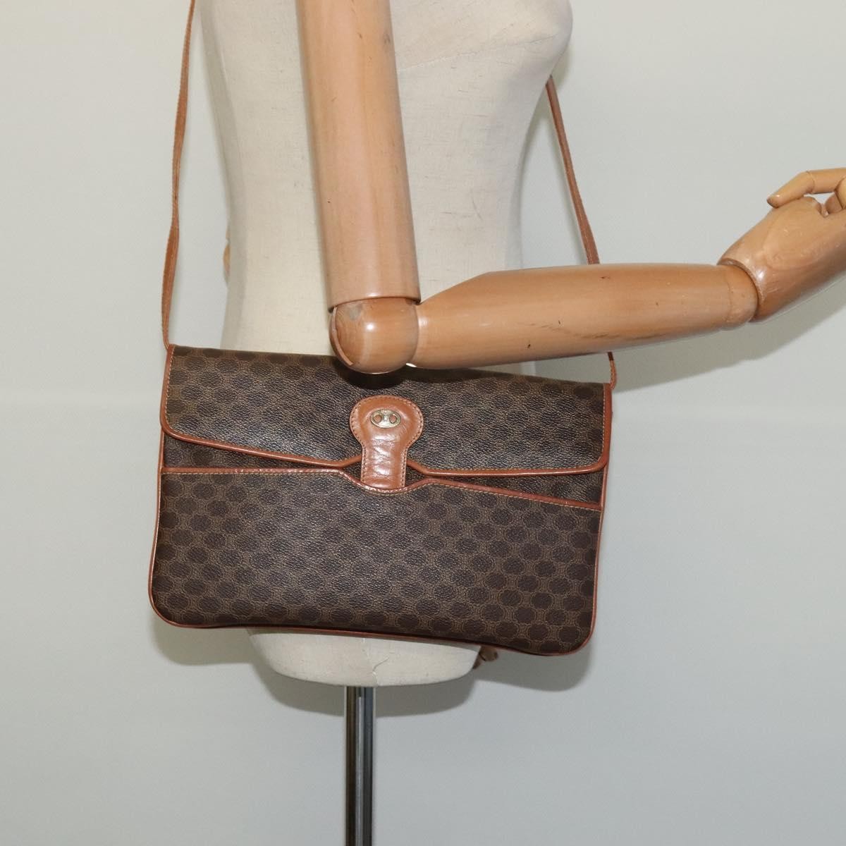 Celine Macadam Shoulder Bag PVC Leather, BROWN, CANVAS, Shoulder bag