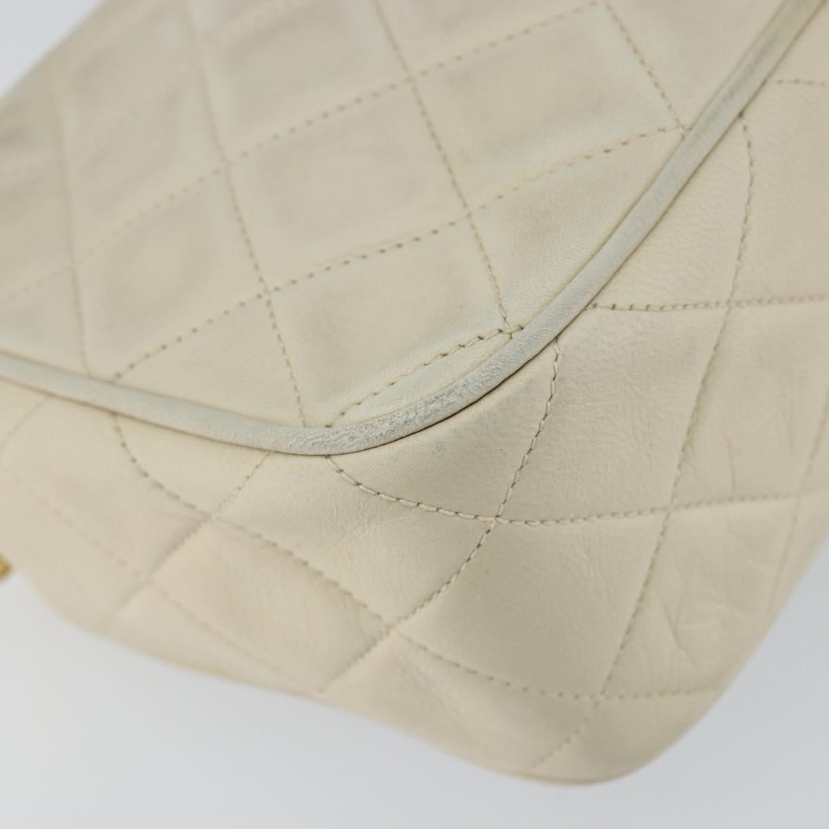 Chanel Vintage Front Pocket Camera Bag Quilted Lambskin, BEIGE, LEATHER, Shoulder bag