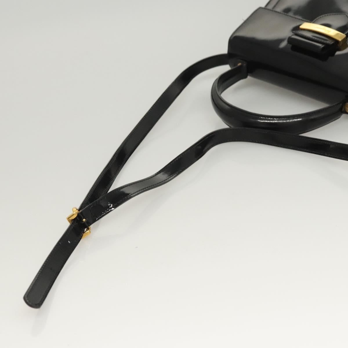 Salvatore Ferragamo Vintage Handbag Patent leather, BLACK, LEATHER, Handbag