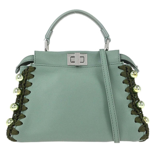 Fendi Peekaboo Bag Leather, Green, Leather, Handbag
