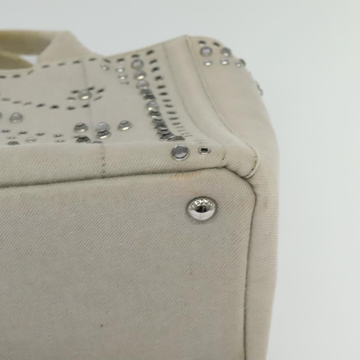 Prada Canapa Convertible Tote Rhinestone Embellished Denim, GRAY, CANVAS, Handbag