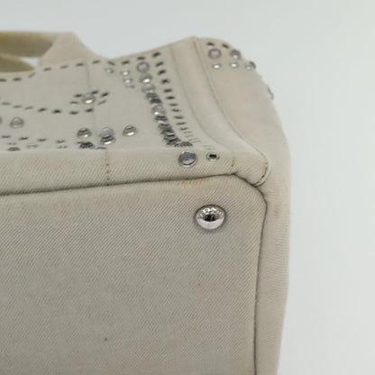 Prada Canapa Convertible Tote Rhinestone Embellished Denim, GRAY, CANVAS, Handbag