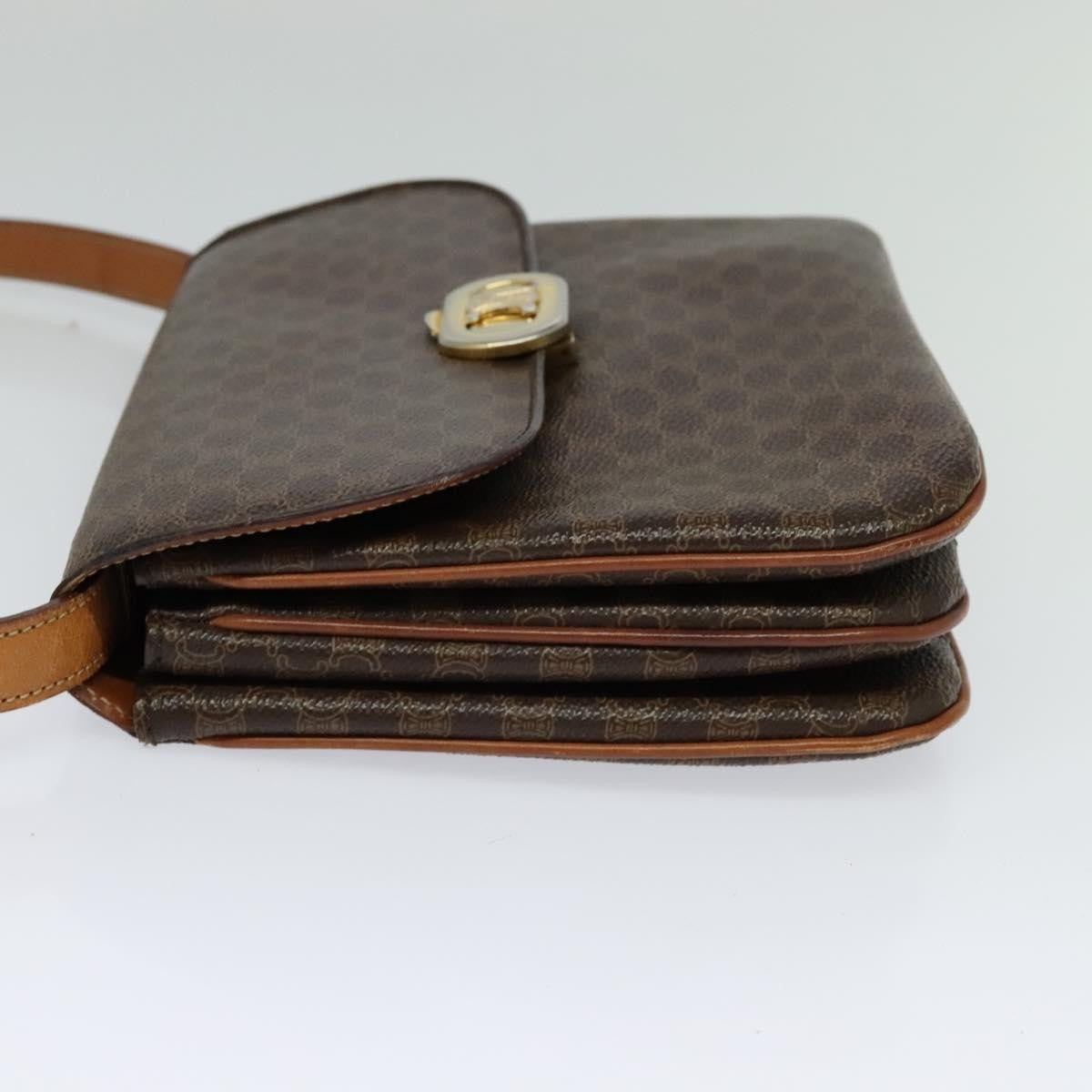 Celine Vintage Macadam Shoulder Bag Canvas and Leather, BROWN, CANVAS, Shoulder bag