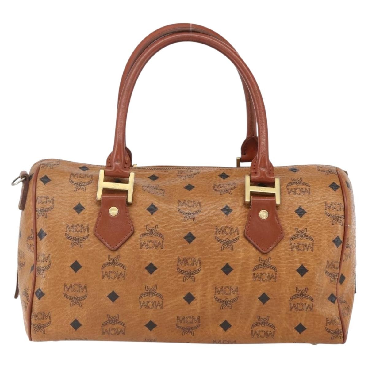 MCM Visetos logogramme Handbag Canvas and Leather, BROWN, CANVAS, Travel bag